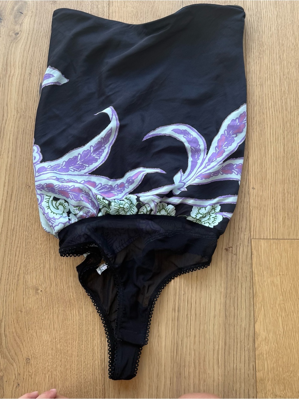 Free people spellbound Strapless Bodysuit with Purple & Green Floral Print